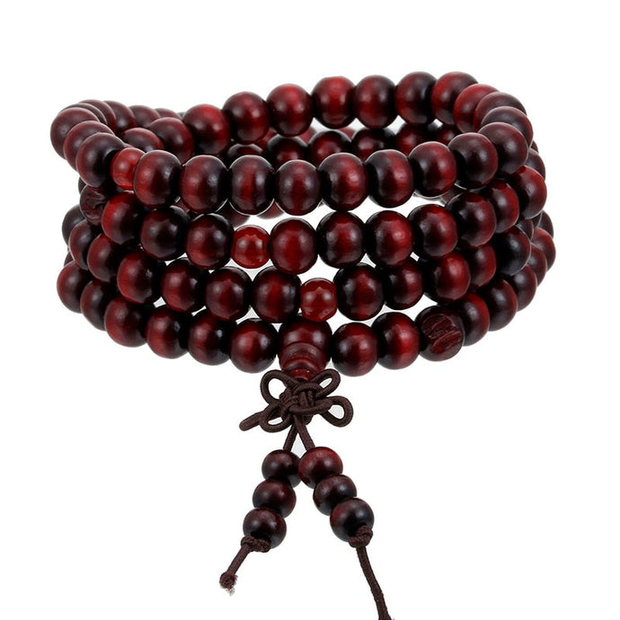 Bracelet collier mala en bois de santal naturel chapelet de méditation bouddhiste