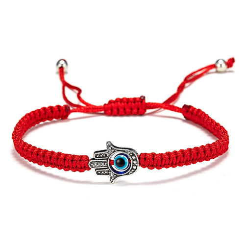 Bracelet rouge avec main de fatma, chance et protection contre le mauvais oeil