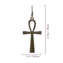 Charger l&#39;image dans la galerie, Boucles d&#39;oreilles en forme de croix égyptienne pour femmes, bijoux de style doré
