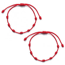 Charger l&#39;image dans la galerie, Bracelet corde rouge tibétain à sept noeud - Ensemble de 2 pièces
