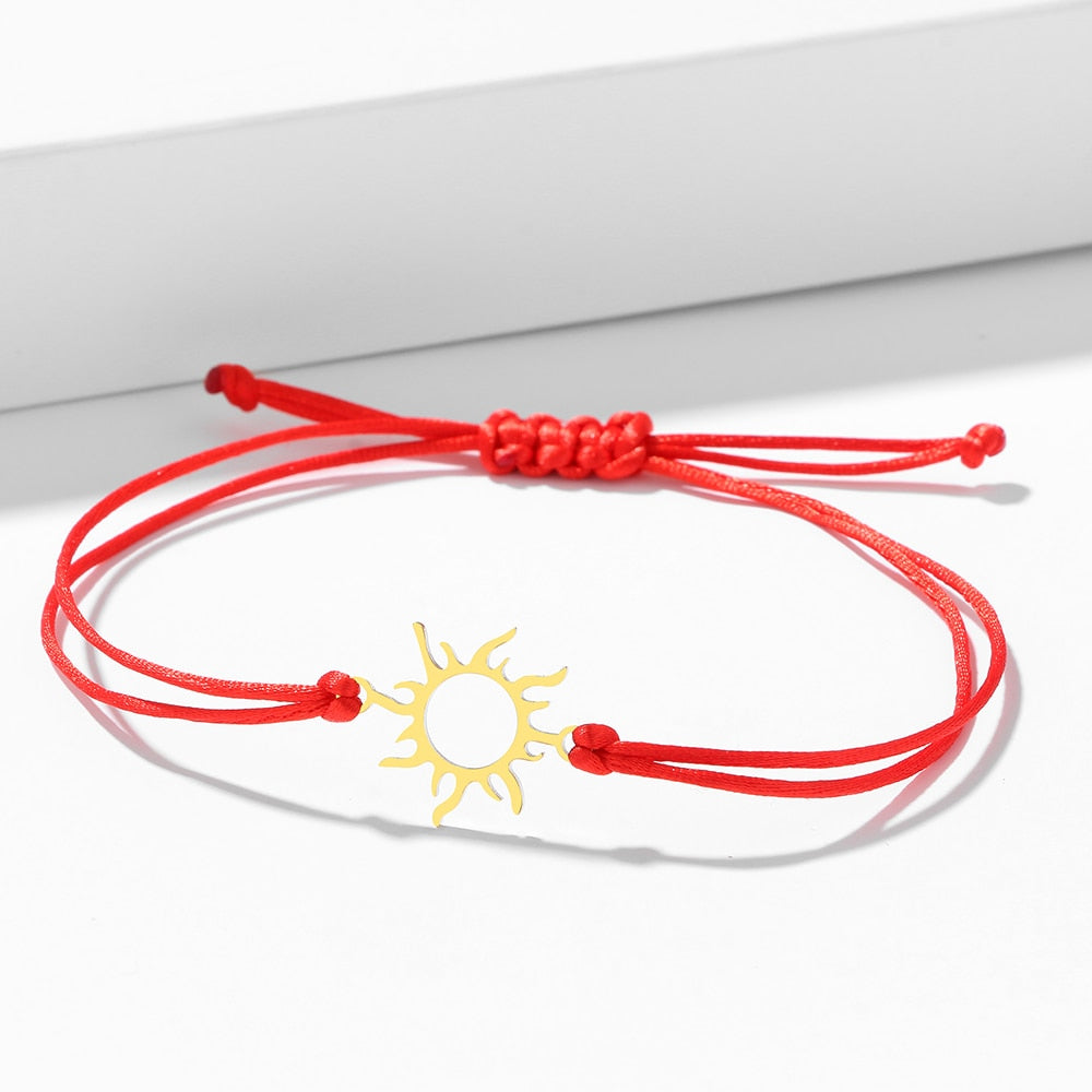 Bracelet fil rouge soleil, chakra plexus solaire