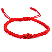 Charger l&#39;image dans la galerie, Bracelet rouge noeud sans fin bouddhiste tibétain
